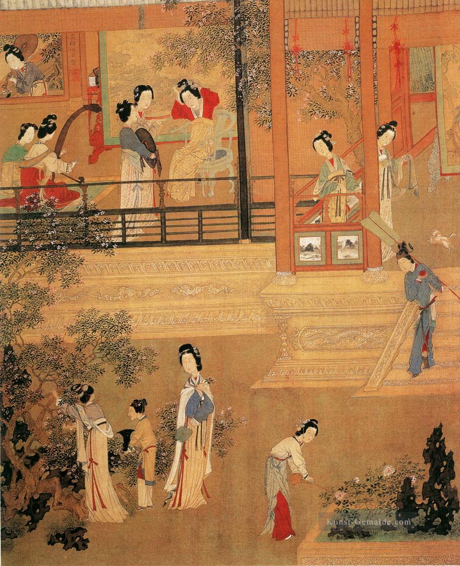 Damen im Palast alte China Tinte Ölgemälde